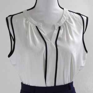 Calvin Klein Sleeveless White and Black Blouse